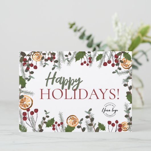 Rustic Boho kerstblad Prettige feestdagen Feestdagenkaart (Staand voorkant)