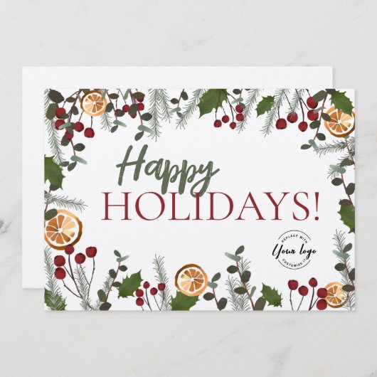 Rustic Boho kerstblad Prettige feestdagen Feestdagenkaart (Voorkant / Achterkant)