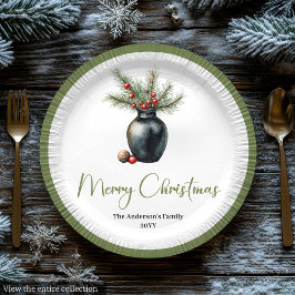 Rustic Boho Kerstboom in Botanische Stijl Papieren Bordje