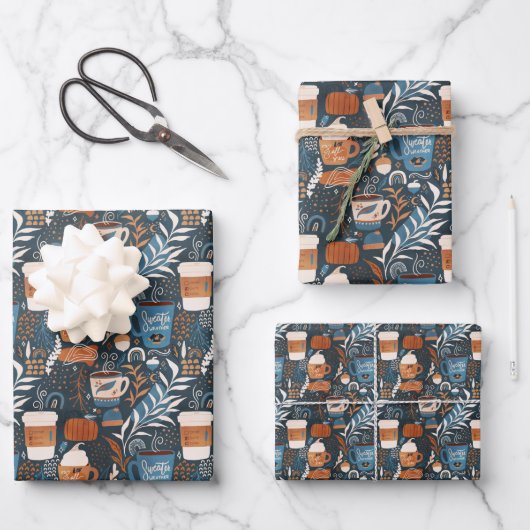 Rustic Boho Latte Herfst Inpakpapier Vel (Voorkant)