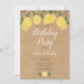 Rustic Boho Lemons Birthday Party Kaart (Voorkant)