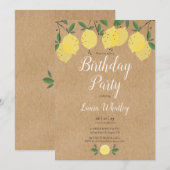 Rustic Boho Lemons Birthday Party Kaart (Voorkant / Achterkant)