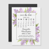 Rustic Boho Lilacs Calendar Save the Date Magnet (Voorkant / Achterkant)