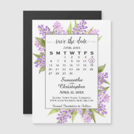 Rustic Boho Lilacs Calendar Save the Date Magnet