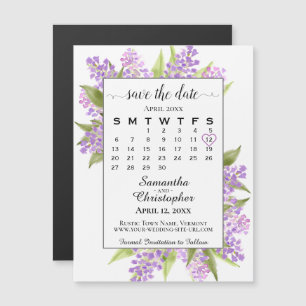 Rustic Boho Lilacs Calendar Save the Date Magnet