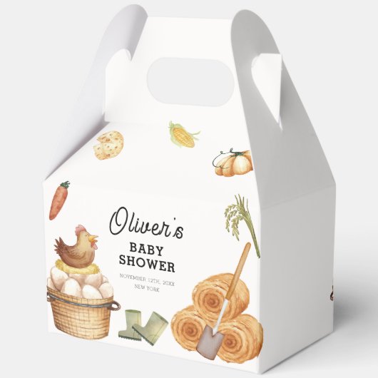 Rustic Boho Lokaal geteeld Boerderij Kip Baby show Bedankdoosjes (Achterkant)
