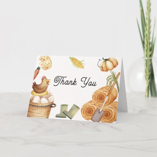 Rustic Boho Lokaal geteeld Boerderij Kip Baby show Bedankkaart (Voorkant)