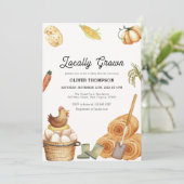 Rustic Boho Lokaal geteeld Boerderij Kip Baby show Kaart (Staand voorkant)