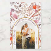 Rustic Boho Love & Bedankt Wildflower Trouwfoto Wijn Etiket (Enkel label)