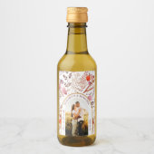 Rustic Boho Love & Bedankt Wildflower Trouwfoto Wijn Etiket (Voorkant)