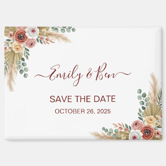 Rustic Boho Magnet Save the Date (Voorkant)