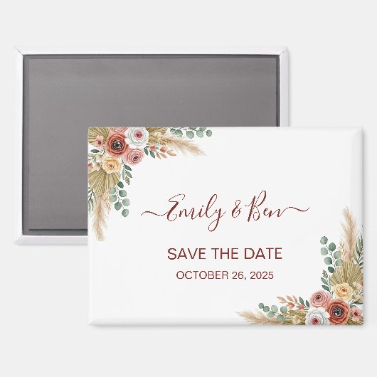 Rustic Boho Magnet Save the Date (Voorkant / Achterkant)