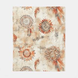 Rustic Boho Mandala Art Fleece Deken