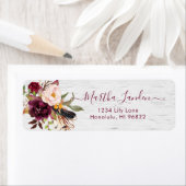 Rustic Boho Marsala+Blush Waterverf Flowers Etiket (Insitu)