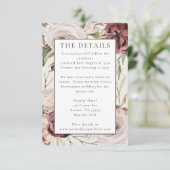 Rustic Boho Marsala Cream Floral Informatiekaartje (Staand voorkant)