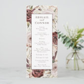 Rustic Boho Marsala Cream Floral Programmakaart (Staand voorkant)