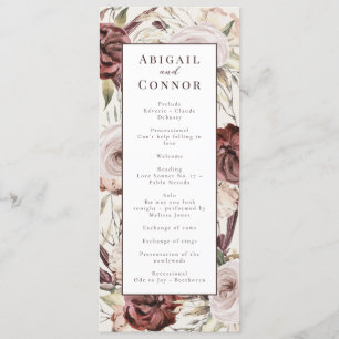 Rustic Boho Marsala Cream Floral Programmakaart