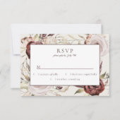 Rustic Boho Marsala Cream Floral RSVP Kaartje (Voorkant)