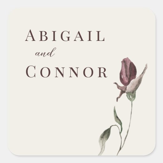 Rustic Boho Marsala Cream Floral Vierkante Sticker (Voorkant)