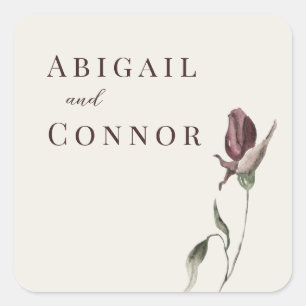 Rustic Boho Marsala Cream Floral Vierkante Sticker