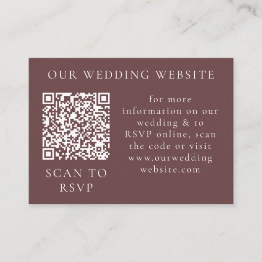Rustic Boho Marsala Cream Floral Web QR Informatiekaartje (Voorkant)