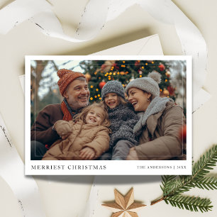 Rustic Boho Merriest Christmas Family Fun Foto Feestdagenkaart