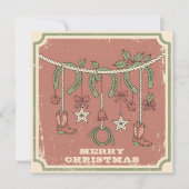 Rustic Boho Merry on the Range Christmas Feestdagenkaart (Voorkant)