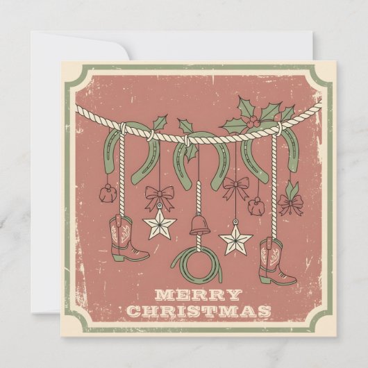 Rustic Boho Merry on the Range Christmas Feestdagenkaart (Voorkant)