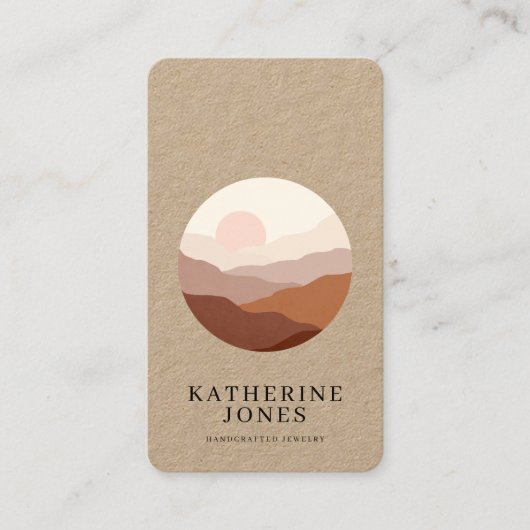 Rustic Boho Minimalist Kraft Visitekaartje (Voorkant)