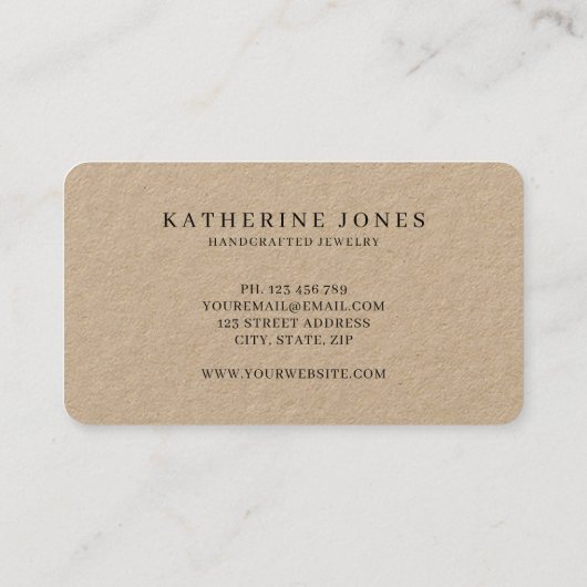 Rustic Boho Minimalist Kraft Visitekaartje (Achterkant)