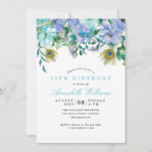 Rustic Boho Mint Green Blue Floral 30th Birthday Kaart (Voorkant)