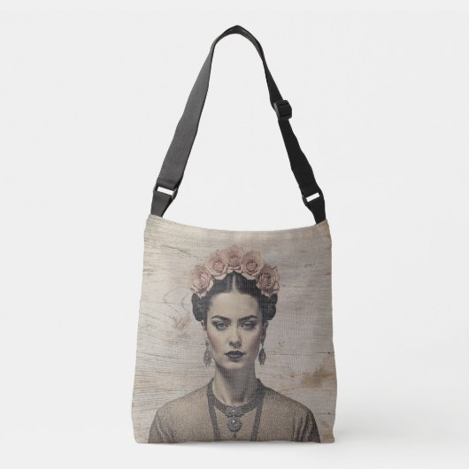 Rustic Boho Muse - Frida Kahlo Schoudertas Crossbody Tas (Voorkant)