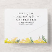 Rustic Boho Mustard Yellow Floral Summer Wedding All In One Uitnodiging (Achterkant)
