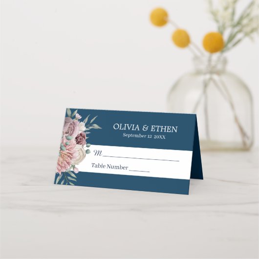 Rustic Boho navy blue card Plaatskaartje (Voorkant)