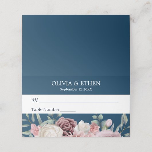 Rustic Boho navy blue card Plaatskaartje (Buitenkant ongevouwen)