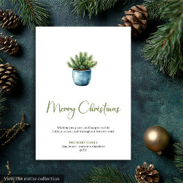 Rustic Boho Neutral Pine Wreath Christmas Greeting Feestdagenkaart