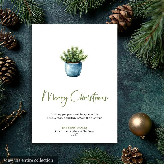 Rustic Boho Neutral Pine Wreath Christmas Greeting Feestdagenkaart