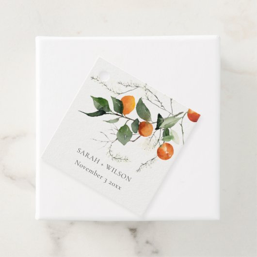 Rustic Boho Oranje Blossom Botanical Wedding Bedankjes Labels (In situ)