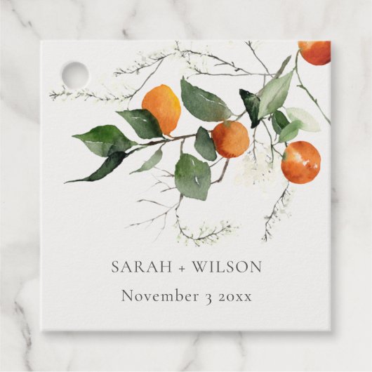 Rustic Boho Oranje Blossom Botanical Wedding Bedankjes Labels (Voorkant)