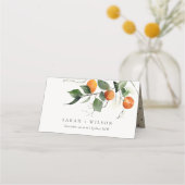 Rustic Boho Oranje Blossom Botanical Wedding Plaatskaartje (Voorkant)