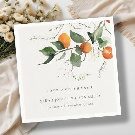 Rustic Boho Oranje Blossom Botanical Wedding Servet
