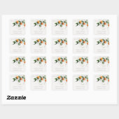 Rustic Boho Oranje Blossom Botanical Wedding Vierkante Sticker (Vel)