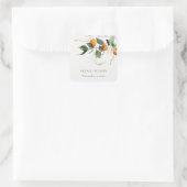 Rustic Boho Oranje Blossom Botanical Wedding Vierkante Sticker (Tas)