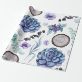 Rustic Boho Paars Floral & Wood Baby shower Cadeaupapier (Uitgerold)