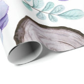 Rustic Boho Paars Floral & Wood Baby shower Cadeaupapier (Rol Hoek)