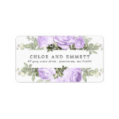 Rustic Boho Paars Roos Floral Adres Etiket (Voorkant)
