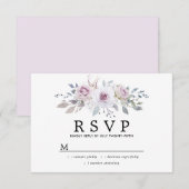 Rustic Boho Paars Roos Floral Quinceanera RSVP Kaartje (Voorkant / Achterkant)