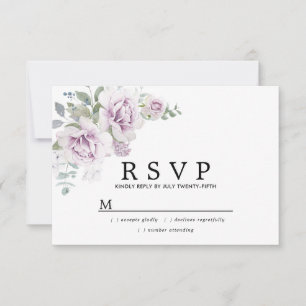 Rustic Boho Paars Roos Floral Quinceanera RSVP Kaartje