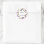 Rustic Boho Paarse Floral Monogram Weddenschap Ronde Sticker (Tas)