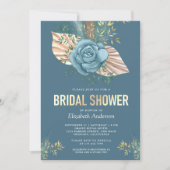 Rustic Boho Palm Dusty Blue Floral Vrijgezellenfee Kaart (Voorkant)